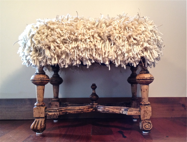 Country Design Style Shaggy Ottoman