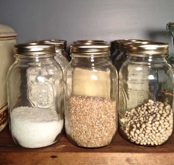 mason jars in the pantry