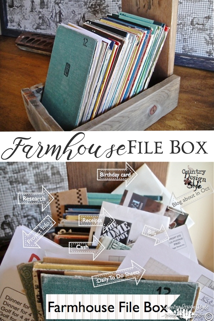 Farmhouse File Box for Pinning | Country Design Style | countrydesignstyle.com