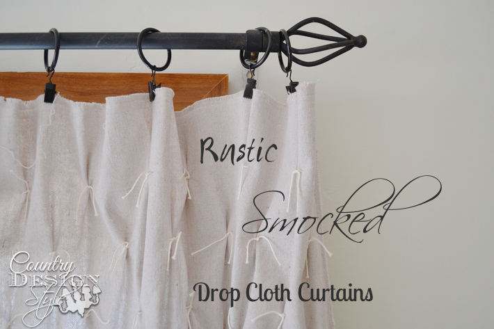 Rustic Smocked Drop Cloth Curtains
