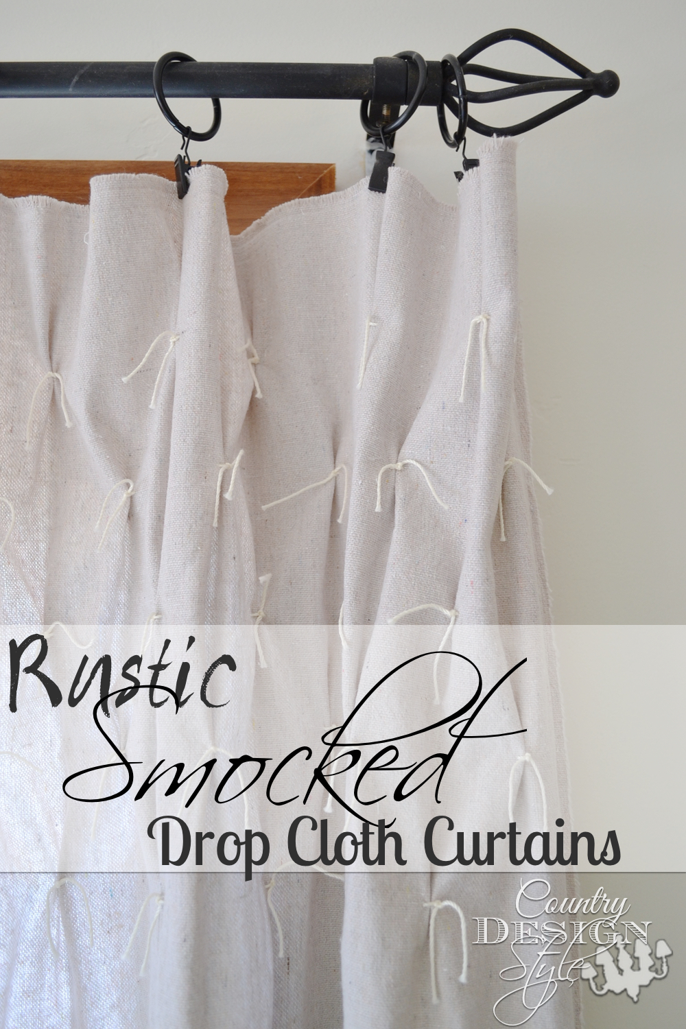 Need inexpensive curtains? Try drop cloth for curtains & add smocking to take the drop cloth look out!!! :) Country Design Style