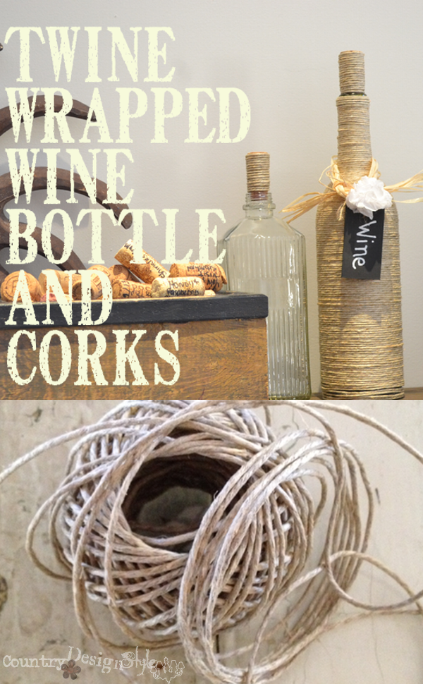 twine and wine bottle wrapped with twine https://countrydesignstyle.com #wrappingwithtwine