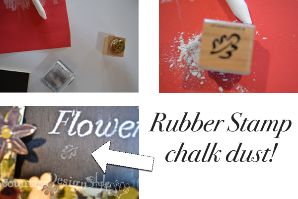 using chalk dust with rubber stamp http://countrydesignstyle.com #chalk #rubberstamp #chalkboards