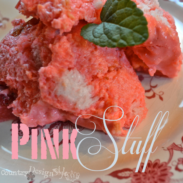 close up of pink stuff a family recipe http://countrydesignstyle.com #recipe #summerdessert #strawberries