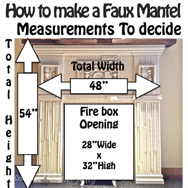 Measurements for faux mantel http://countrydesignstyle.com #fauxmantel #diy #mantel
