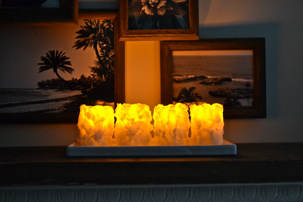 Chunky Battery candles lit http://countrydesignstyle.com #batterycandles #candles #lighting