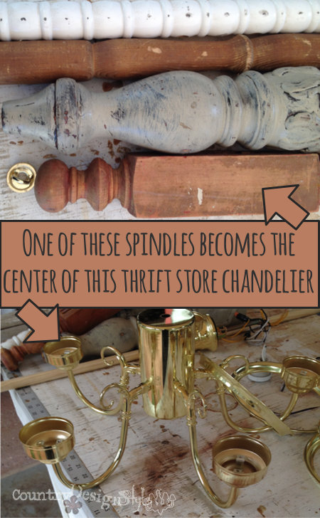 picking spindle for chandelier http://countrydesignstyle.com #DIY #chandelier #candlechandelier
