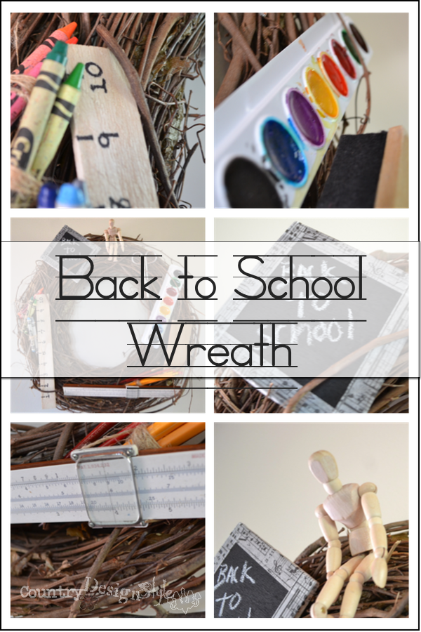 Back to School Wreath http://countrydesignstyle.com #backtoschool #wreath