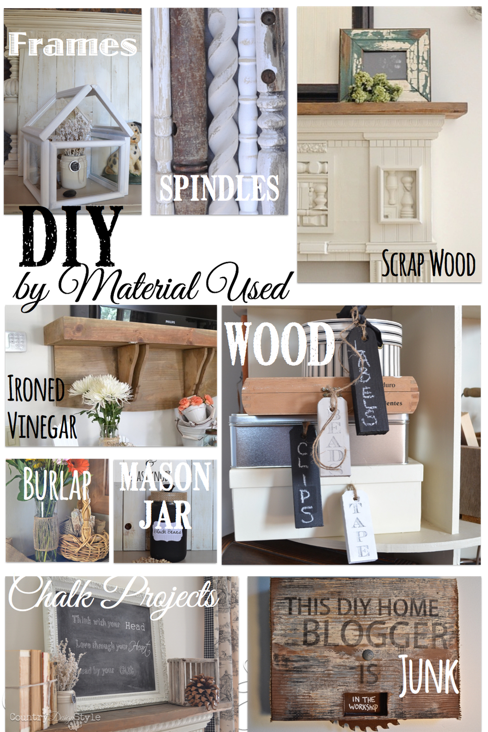 DIY project collected by the material used to make the home DIY projects. Country Design Style