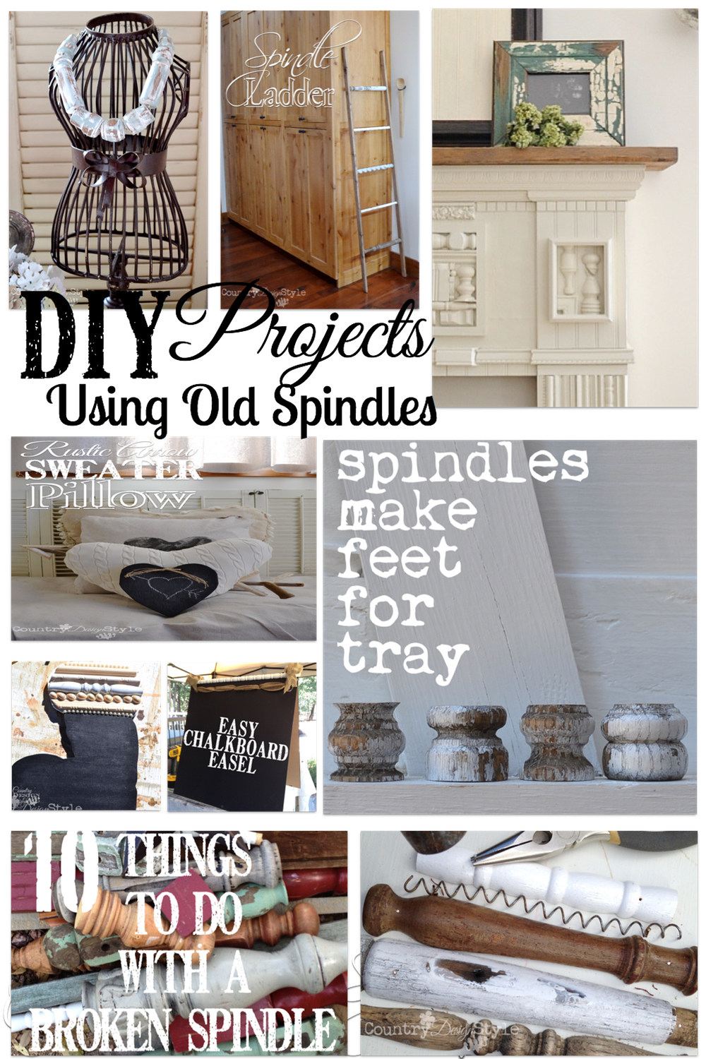 A collection of DIY projects using old spindles.  WAIT did I just read SPINDLES??  Yes, spindles are a creative way to add farmhouse style to any home.  Country Design Style