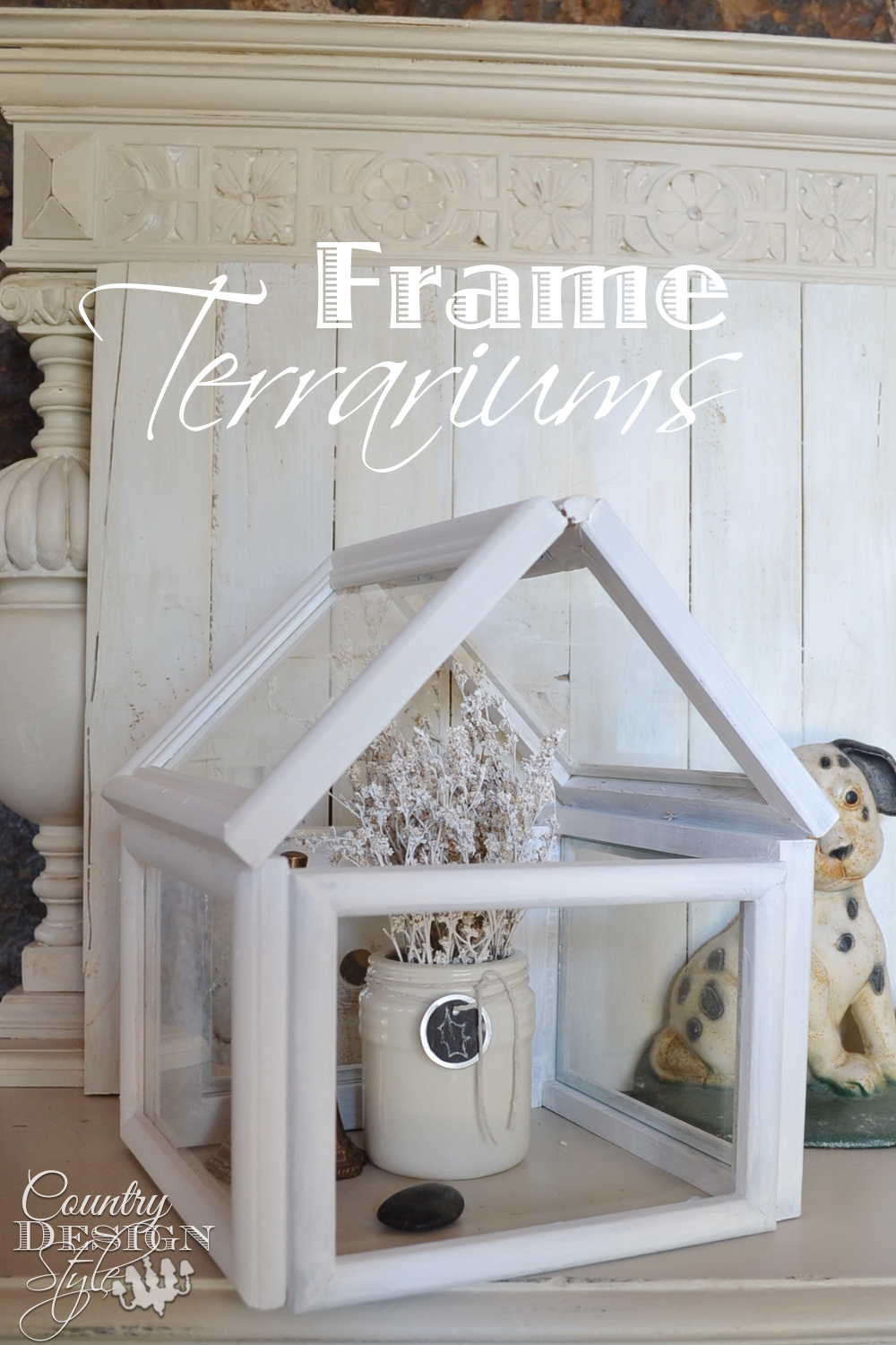 Easy step by step DIY how to make a terrarium using thrift store frames. Country Design Style