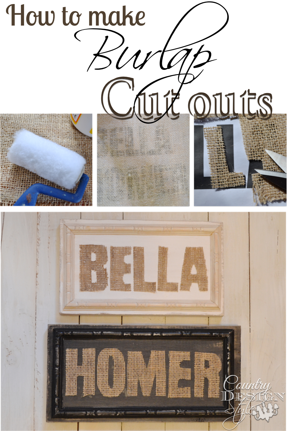 How to make burlap cut outs easy and DIY your own burlap and wood signs. Country Design Style