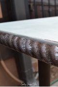 Distressed metal table | Furniture makeover | Folding metal table update | rope trim |