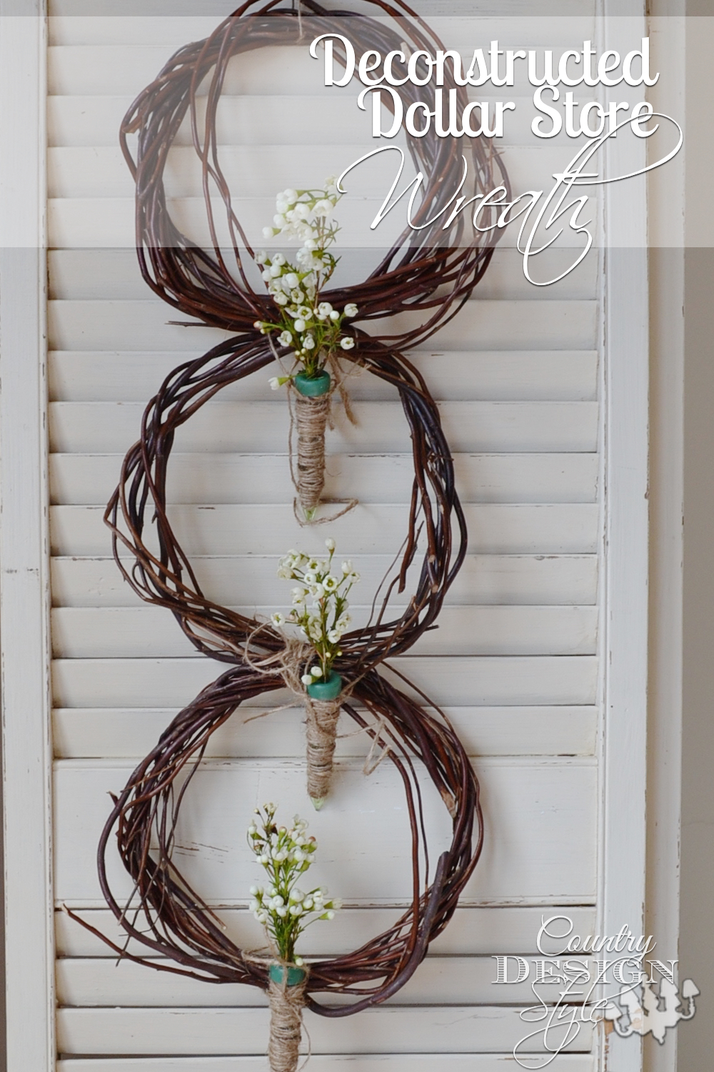 A deconstructed dollar store wreath in 15 minutes. Have you ever bought floral water picks? They are inexpensive and a must have for all you DIY decor. Country Design Style