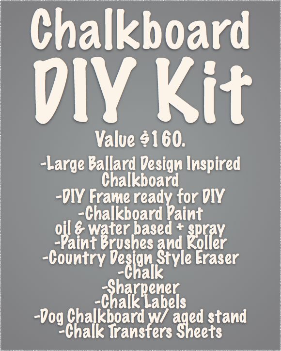 The raffle prizes sign for your DIY event. A chalkboard DIY Kit. How cool is that?? Country Design Style