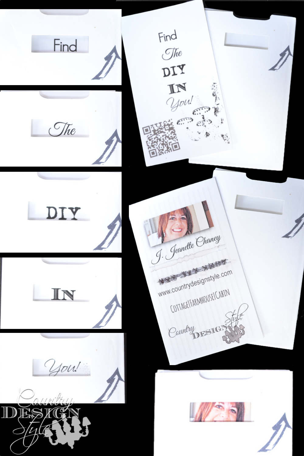 Peek-a-boo-sliding-business-cards. Needed something creative for an event. These worked perfect. Country Design Style