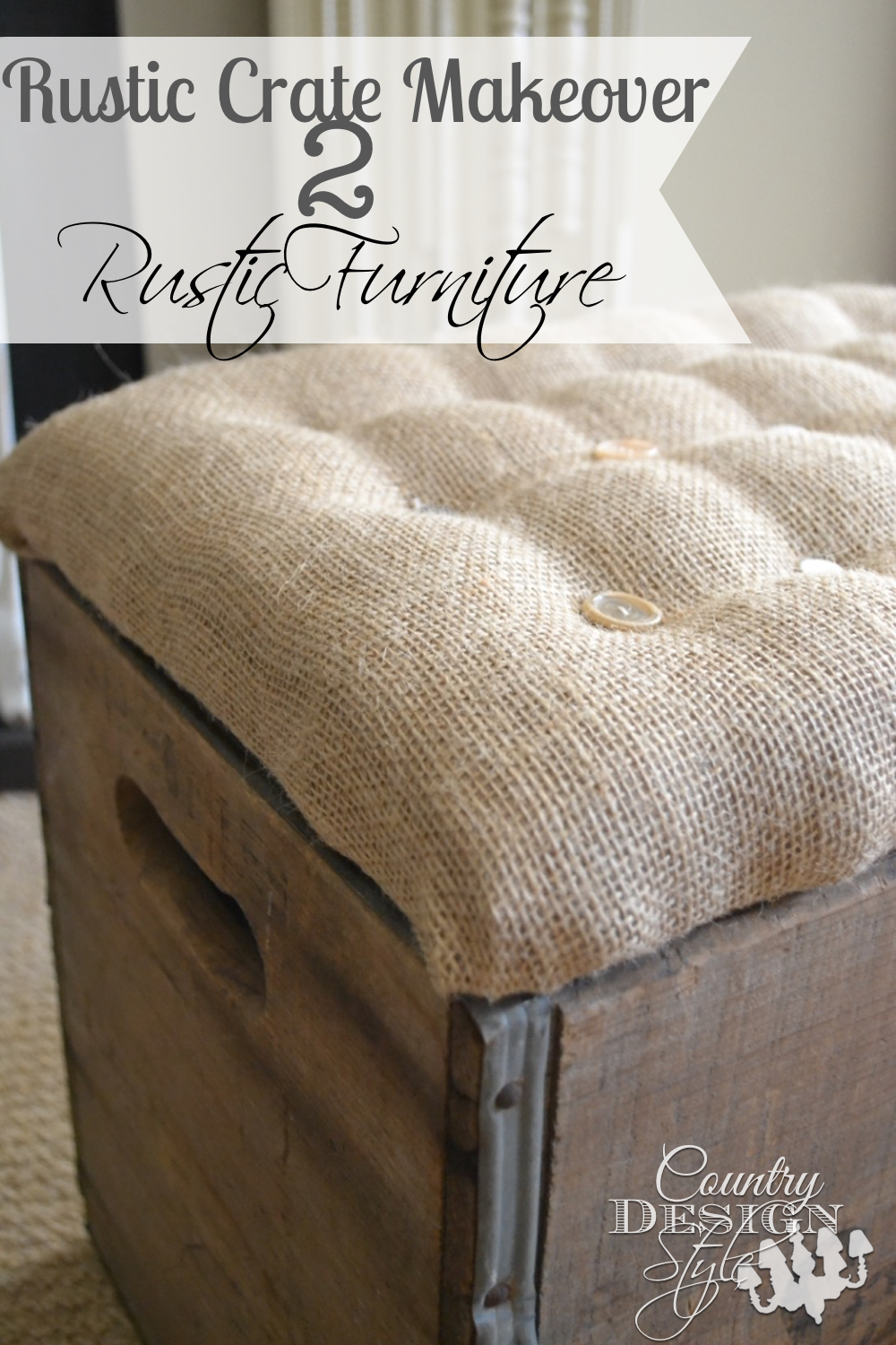 Make a rustic crate go to work...and hold up your feet! Plus organizing storage! Country Design Style
