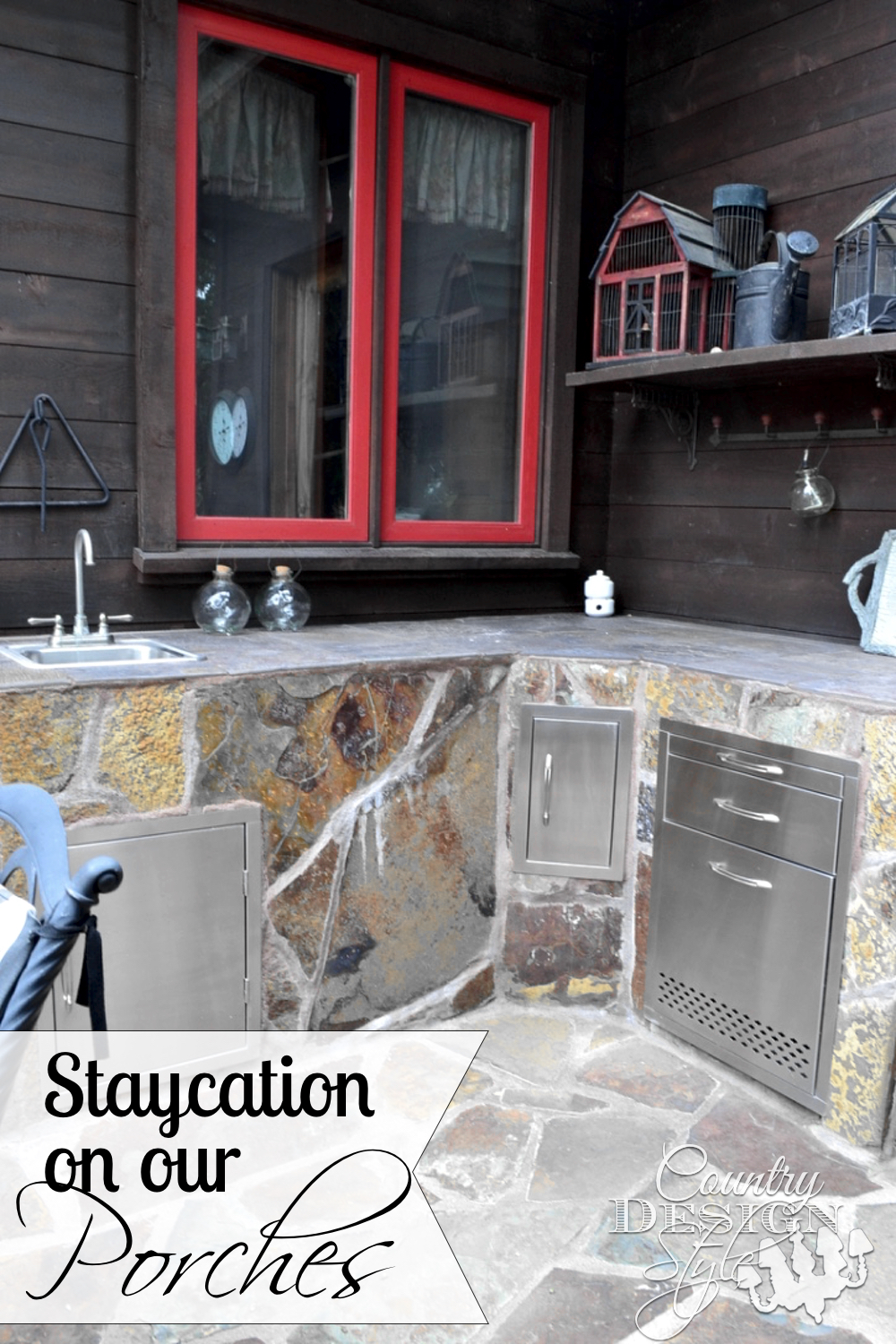 At full outdoor kitchen helps with a casual staycation. Country Design Style