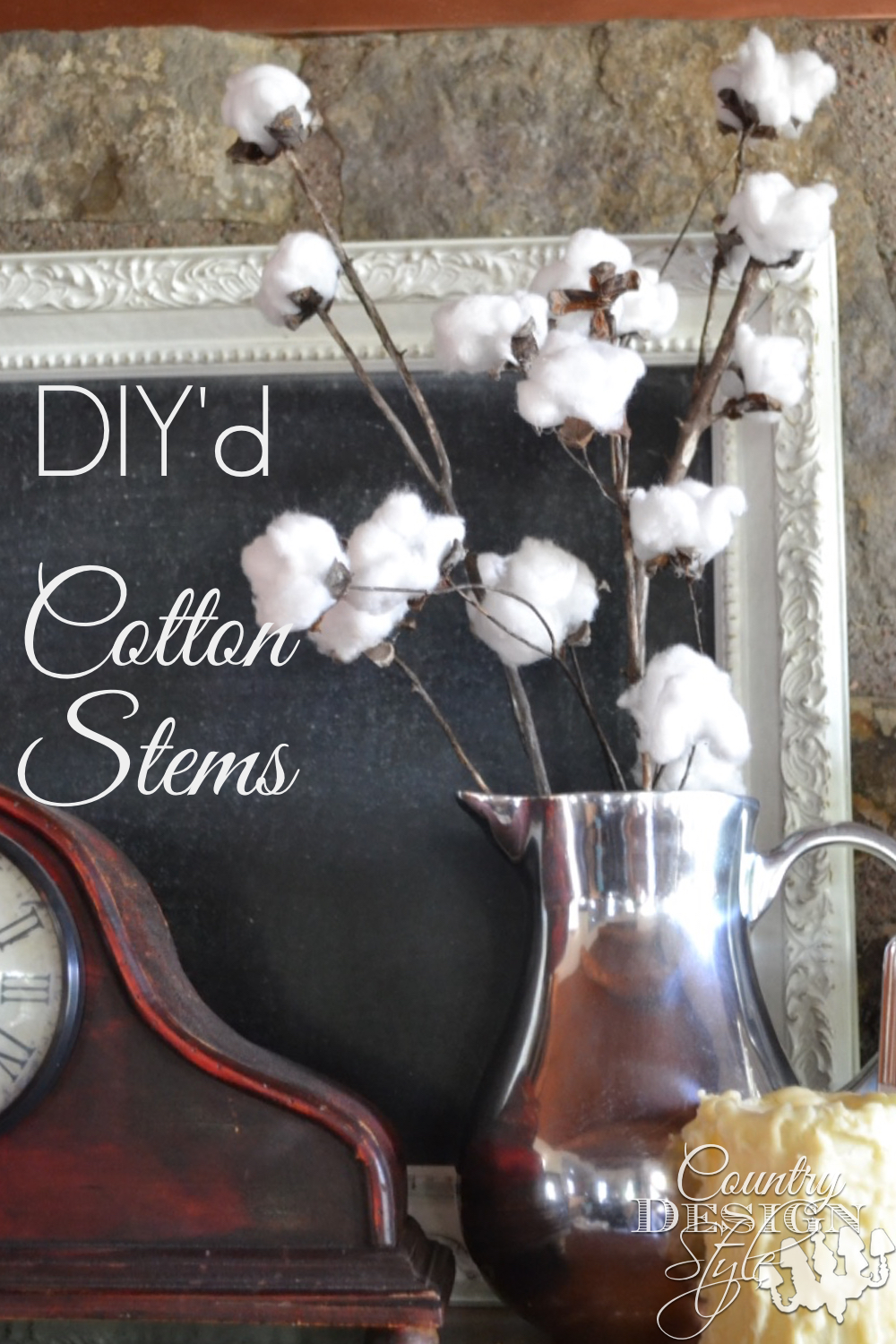 Easy to make your own cotton stems using cotton balls and items found outside. Country Design Style www.countrydesignstyle.com