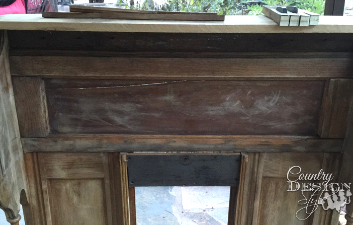 Adding organ keys and molding to faux mantel | countrydesignstyle.com