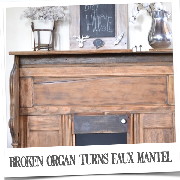 Old organ remade into faux mantel | countrydesignstyle.com
