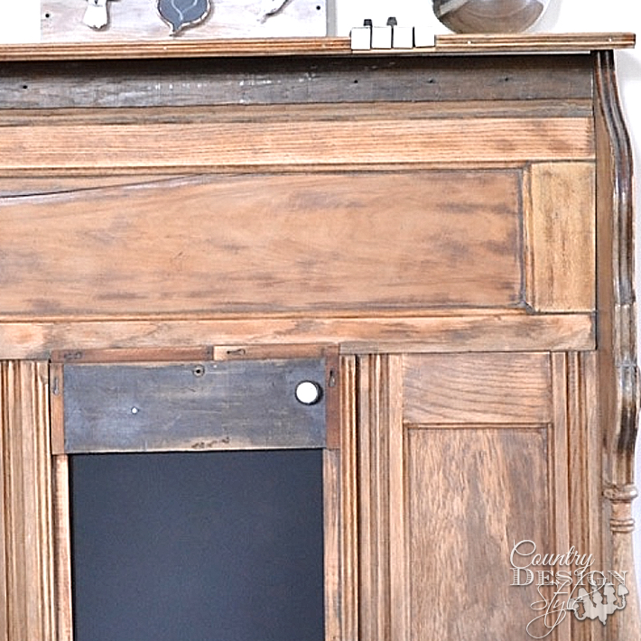 Close up of faux mantel made from old organ pieces | countrydesignstyle.com