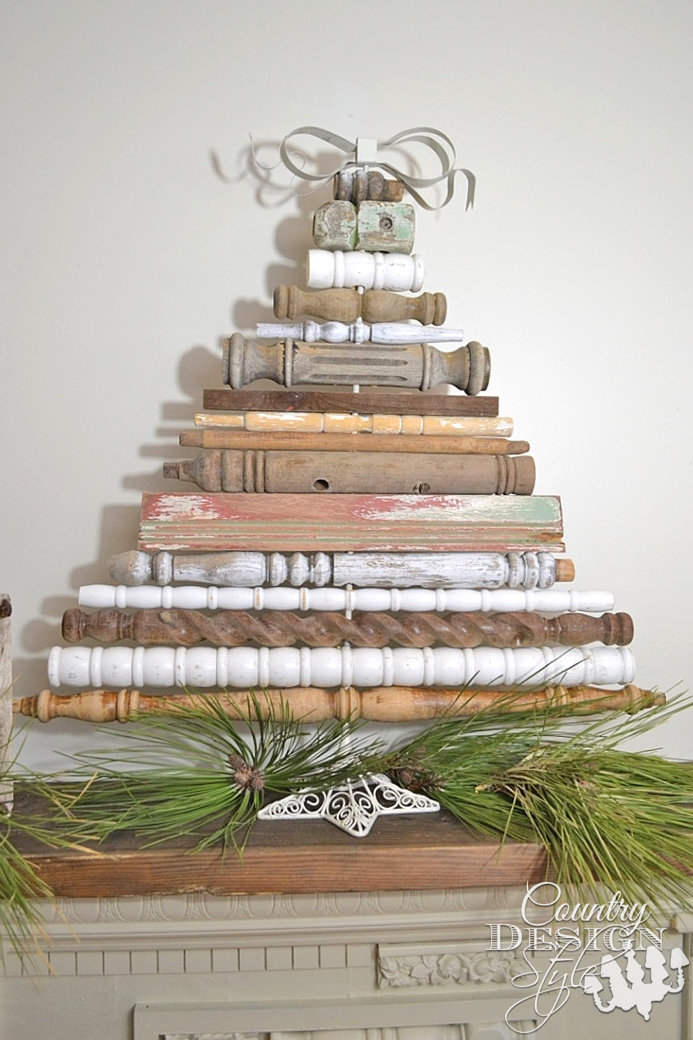 Vintage style Christmas tree made from old spindles | countrydesignstyle.com