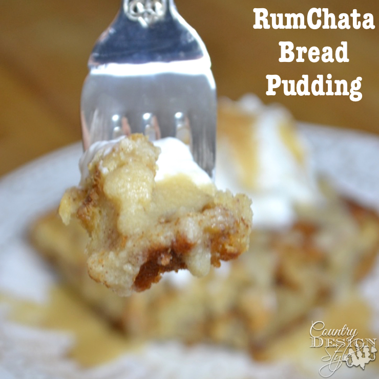 RumChata Bread Pudding Forkful | Country Design Style | countrydesignstyle.com