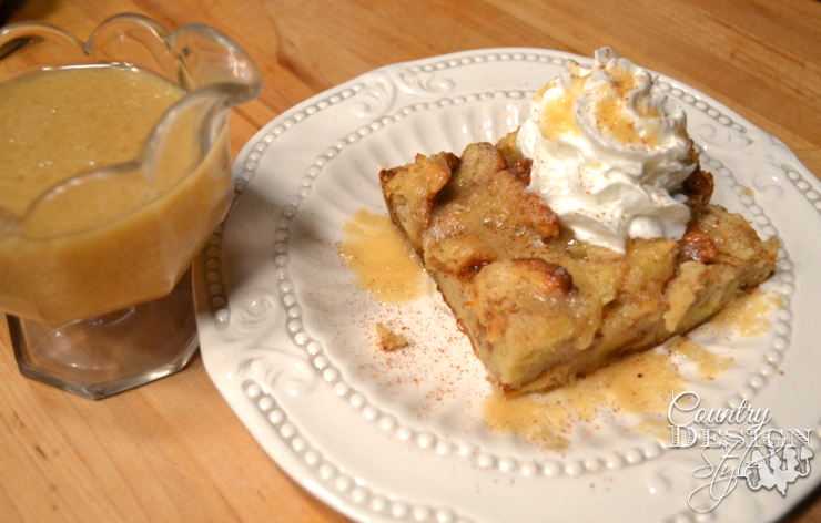 Rumchata Warm Sauce with Bread Pudding | Country Design Style | countrydesignstyle.com