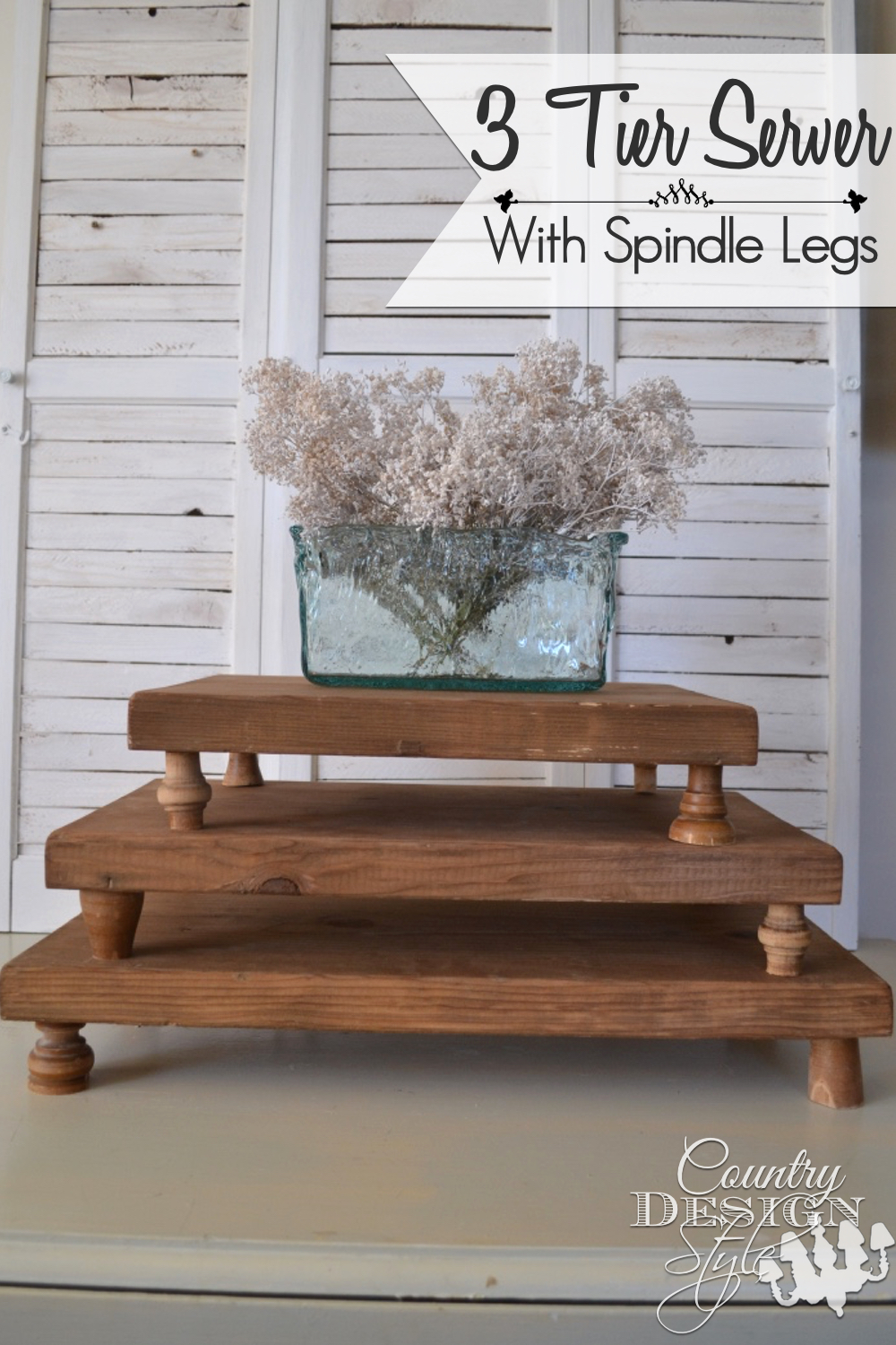 3 Tier Server with Spindle Legs | Country Design Style | countrydesignstyle.com