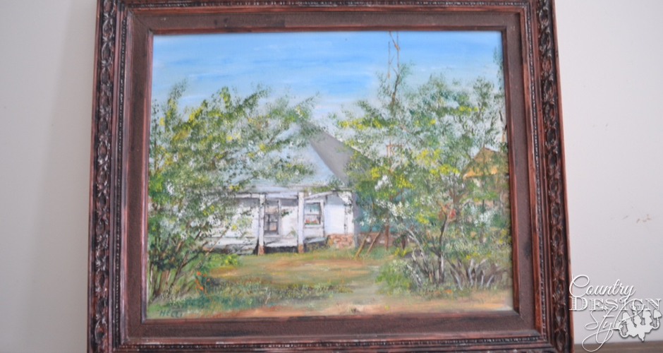 Old farmhouse painting in old frame | Country Design Style | countrydesignstyle.com