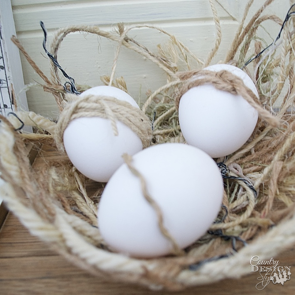 Eggs in Twine Nest | Country Design Style | countrydesignstyle.com