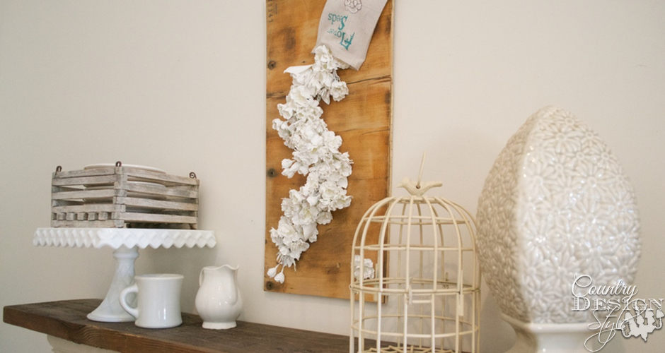 Falling Flowers Spring Sign Over Mantel | Country Design Style | countrydesignstyle.com