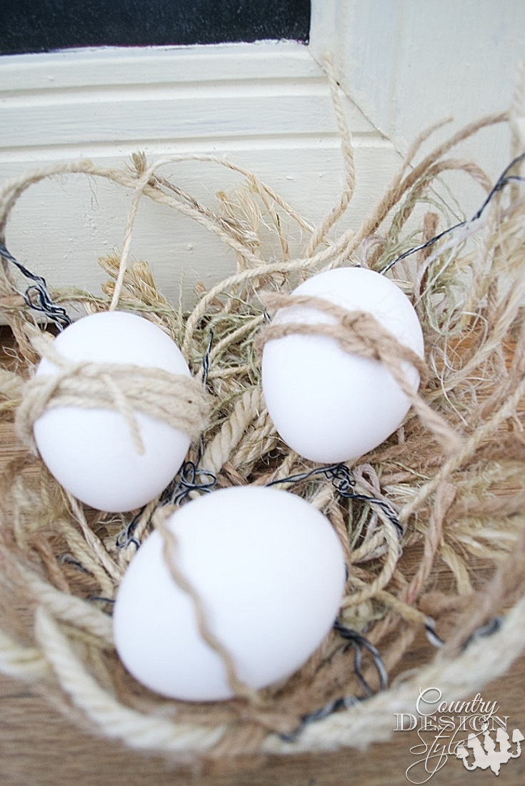 Twine Nest and twine wrapped eggs | Country Design Style | countrydesignstyle.com