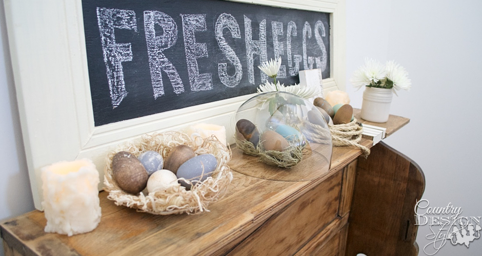 Wooden Eggs on Easter Mantel | Country Design Style | countrydesignstyle.com