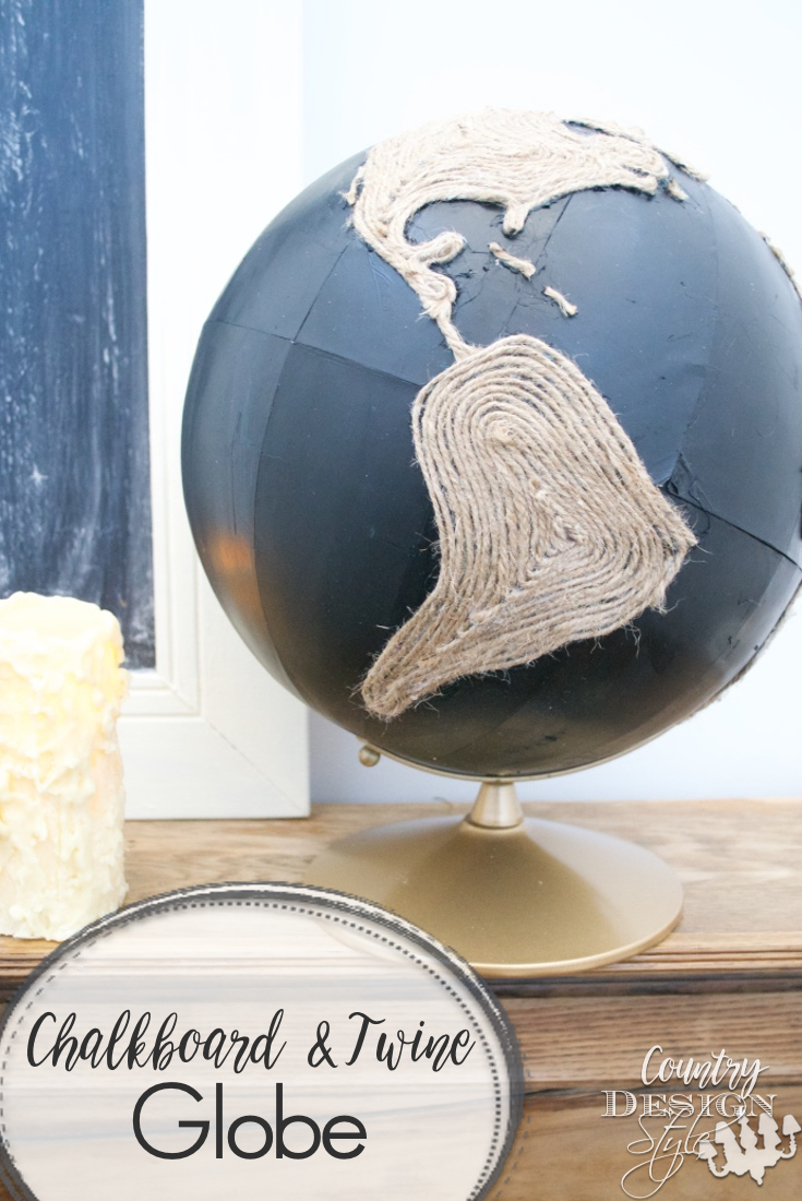 Chalkboard and Twine Globe Pin | Country Design Style | countrydesignstyle.com
