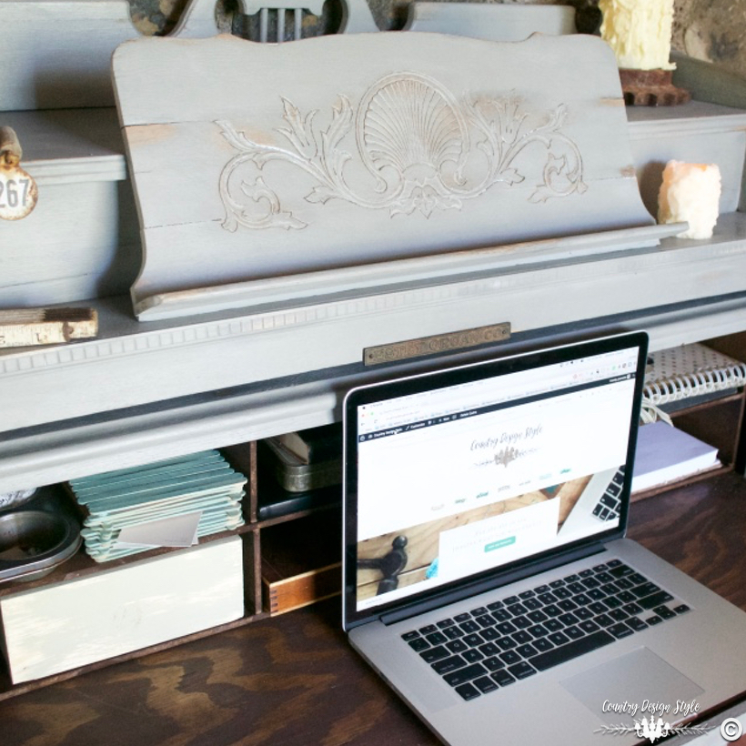 Pump-organ-makeover-into-desk | Country Design Style | countrydesignstyle.com