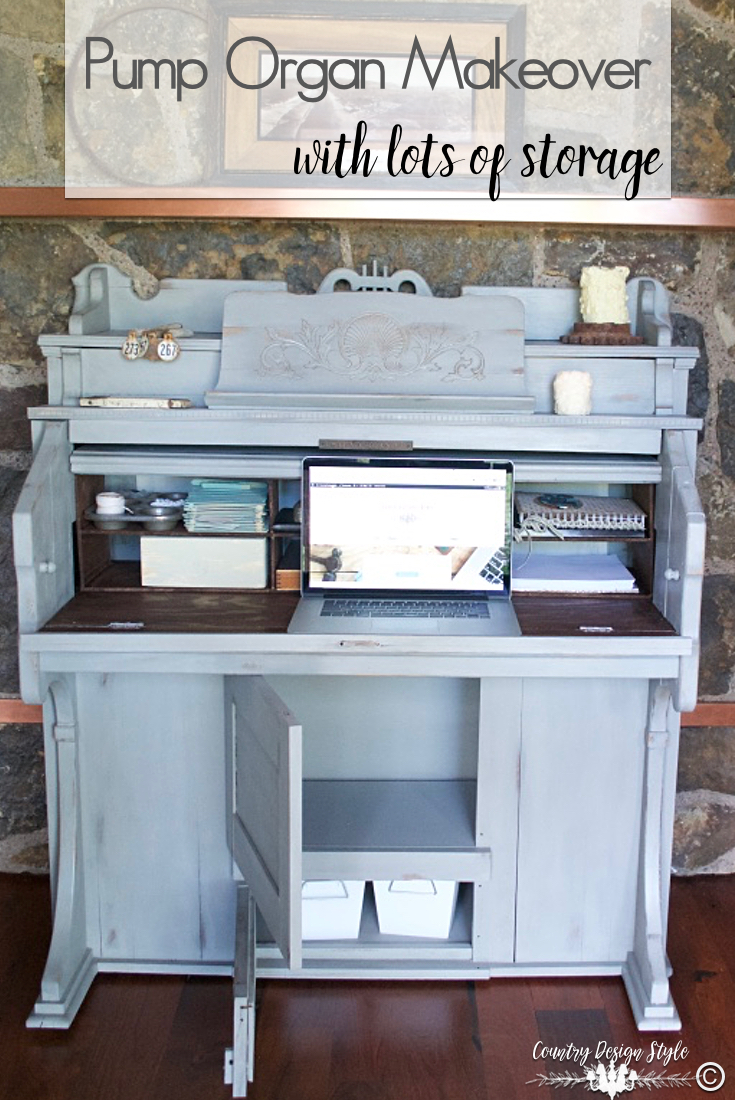 Pump-organ-makeover-with-storage-below | Country Design Style | countrydesignstyle.com