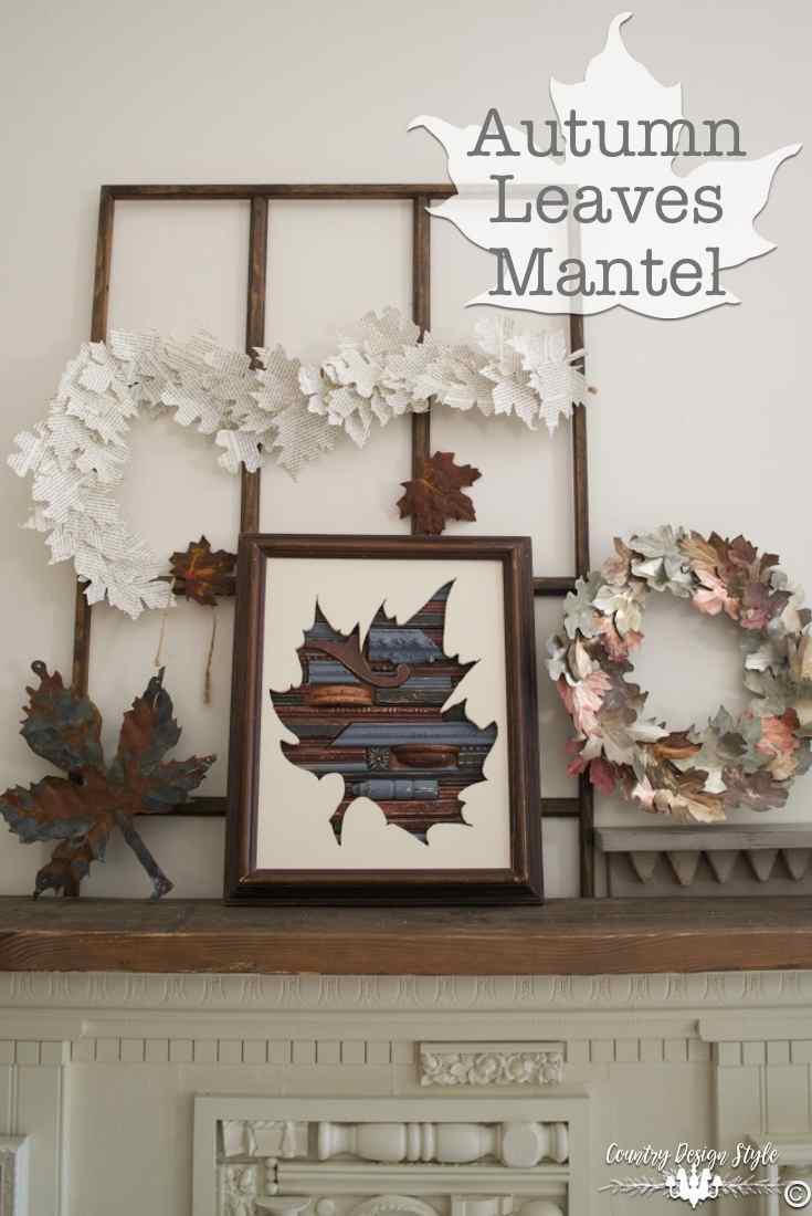 diy-metal-leaves-on-mantel-country-design-style-countrydesignstyle-com