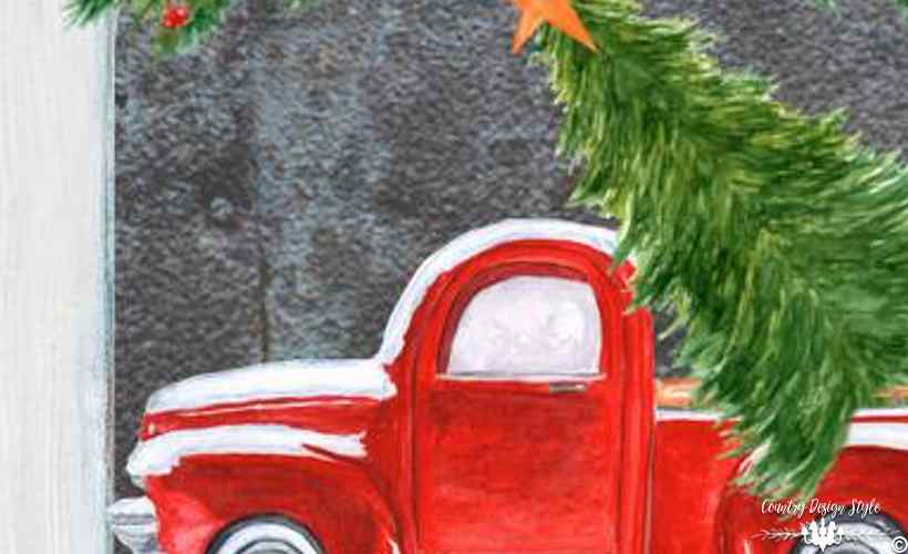 Red Pickup with Christmas Tree Gift to You