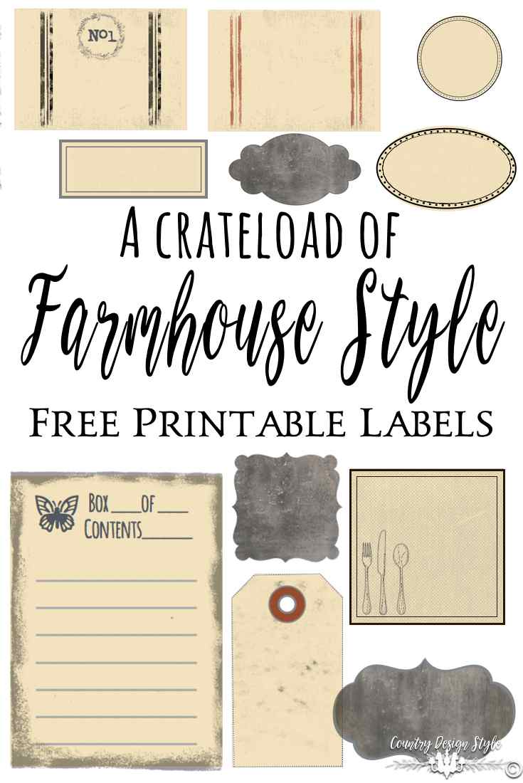 Farmhouse Style Labels for pinning | Country Design Style | countrydesignstyle.com