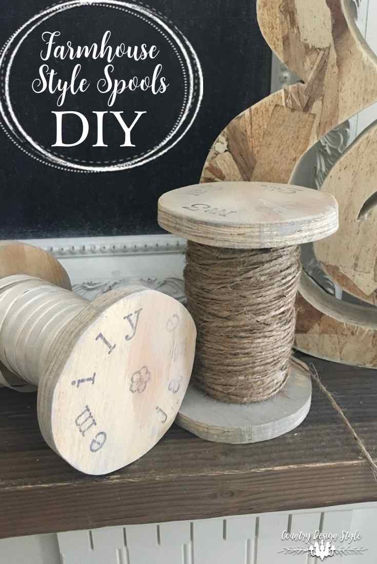 Farmhouse Style Spools DIY for pinning | Country Design Style | countrydesignstyle.com