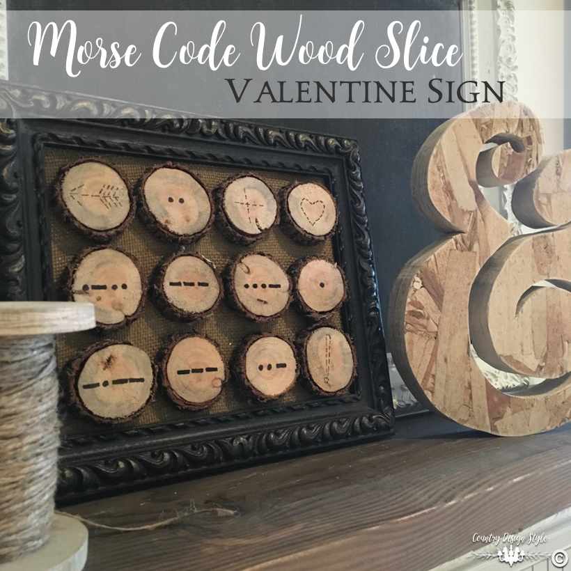Valentines Morse code obsession in wood slices sq | Country Design Style | countrydesignstyle.com