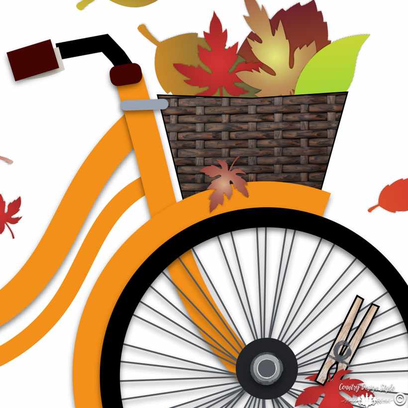 Printable fall leaves and bike sq | Country Design Style | countrydesignstyle.com