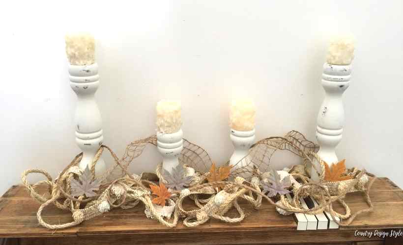 DIY Farmhouse candle holders with candles | Country Design Style before | countrydesignstyle.com