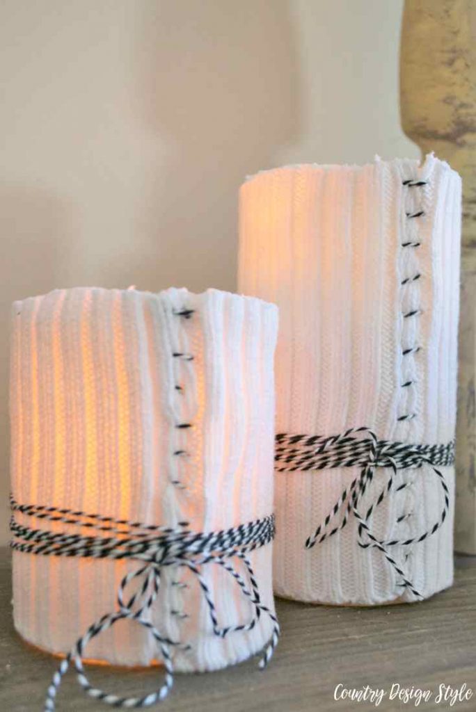 DIY sweater candles with bakers twine | Country Design Style | countrydesignstyle.com