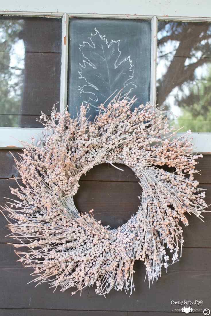 Fall Home Tour wreath and old window | Country Design Style | countrydesignstyle.com