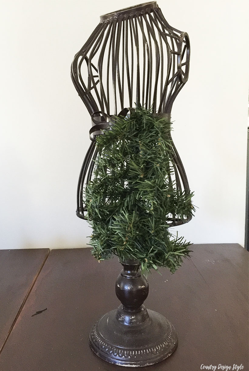 Christmas Tree Dress Form first branch| Country Design Style | countrydesignstyle.com