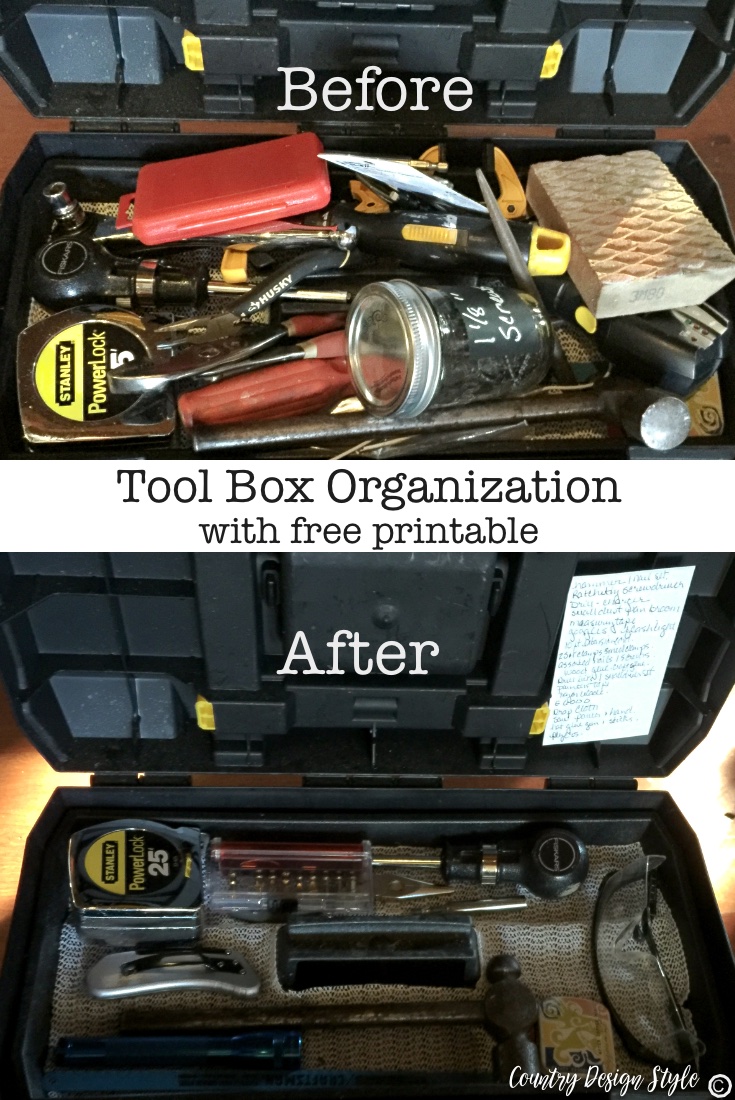 Tool box organization with printable | Country Design Style | countrydesignstyle.com