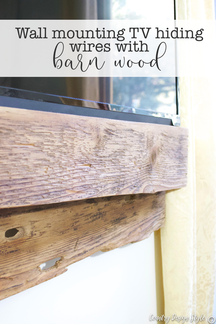 Wall mounting tv hiding wires with barn wood easily | Country Design Style | countrydesignstyle.com